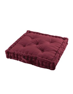 1609174-coussin de sol 60 x 60 x 10 cm coton uni panama bordeaux