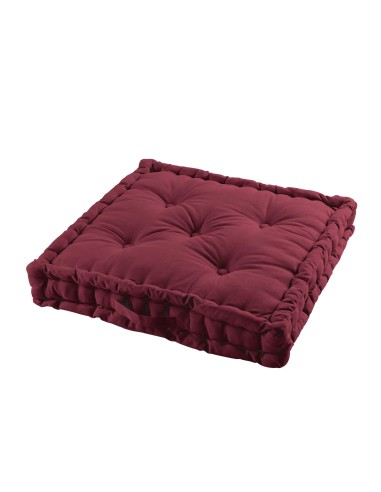 1609174-coussin de sol 60 x 60 x 10 cm coton uni panama bordeaux