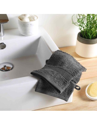 1800977 - 2 gants de toilette 15 x 21 cm eponge unie colors anthracite