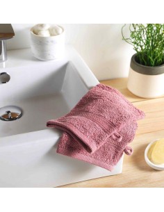 1800979 - 2 gants de toilette 15 x 21 cm eponge unie colors dragee