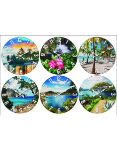 05/1463-horloge mdf é45cm "antilles" 6asst