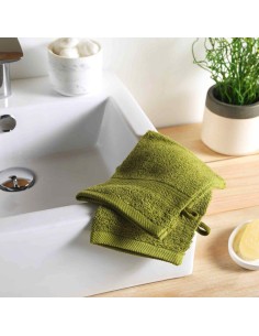 1800974 - 2 gants de toilette 15 x 21 cm eponge unie colors pistache