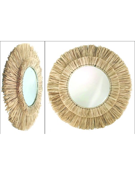 09/2887-miroir raphia é57/29cm "jungle"