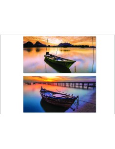 09/2995-cadre toile 40x80cm "barque" 2asst