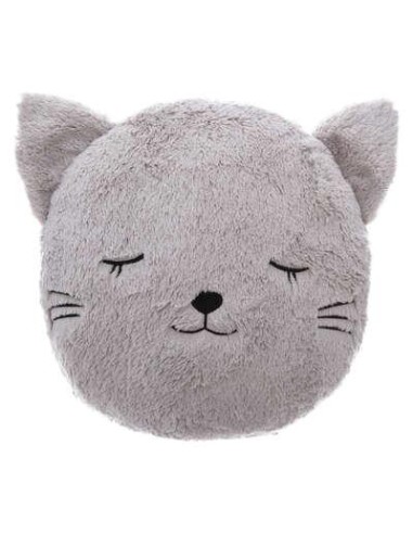 158725b - coussin rond chat gris oreille