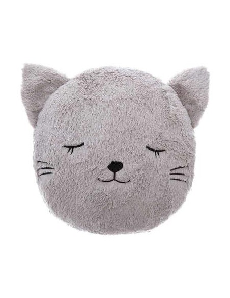 158725b - coussin rond chat gris oreille
