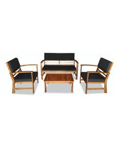 19689-salon déexterieur avec coussins ( 1 table + 2 fauteuils + 1 banc )