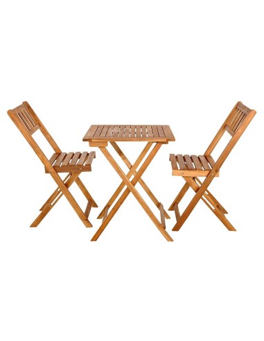 19690-set table +2 chaises en bois 60 x 60 x 74 cm  44 x 51 x 82 cm