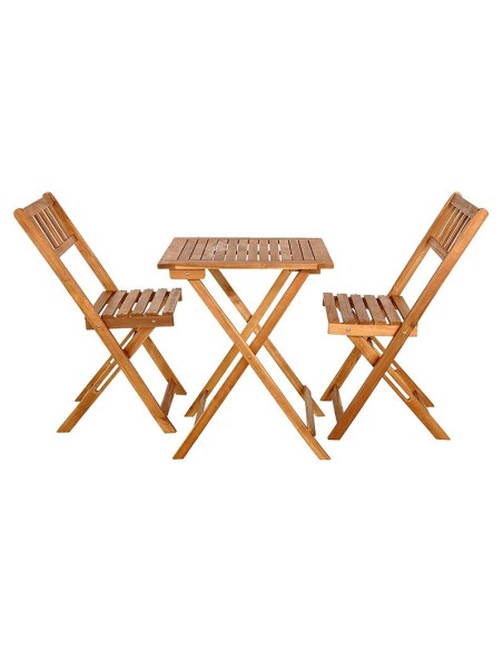 19690-set table +2 chaises en bois 60 x 60 x 74 cm  44 x 51 x 82 cm