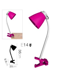20131-lampe de bureau clip plastique rose 20 x 9.6 x 36 cm