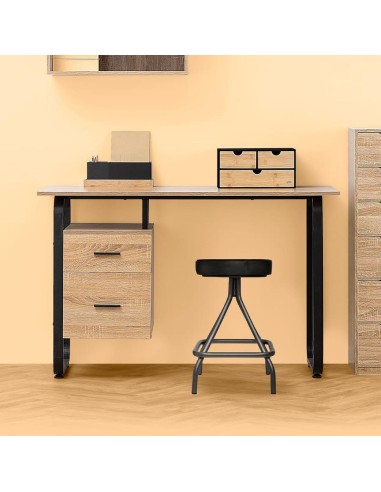 181327 - bureau effet bois/mtl caisson