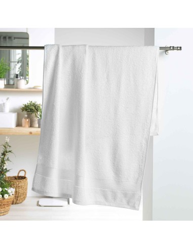 1801022-drap de bain 90 x 150 cm eponge unie colors blanc