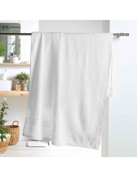 1801022-drap de bain 90 x 150 cm eponge unie colors blanc