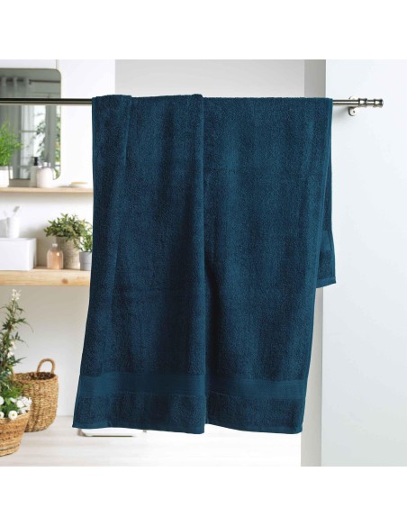 drap de bain 90 x 150 cm eponge unie colors bleu nuit