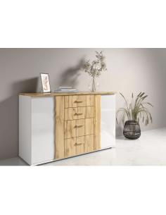 wood11- dressing wood 2 portes 200cm dab wotan/blanc