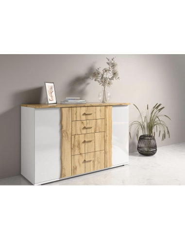 wood11- dressing wood 2 portes 200cm dab wotan/blanc