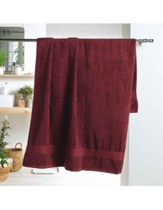 drap de bain 90 x 150 cm eponge unie colors bourgogne