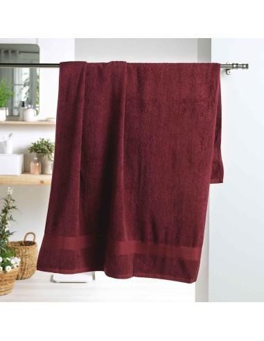 drap de bain 90 x 150 cm eponge unie colors bourgogne