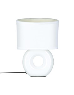 121511d-lampe rond ceramique "baru" blanc h.25