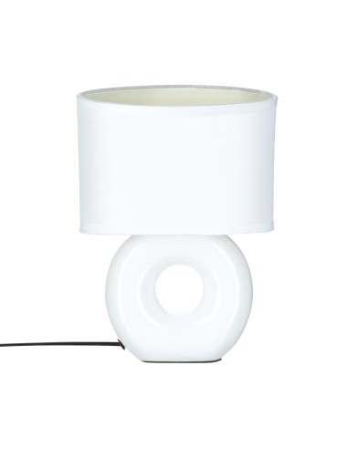 121511d-lampe rond ceramique "baru" blanc h.25