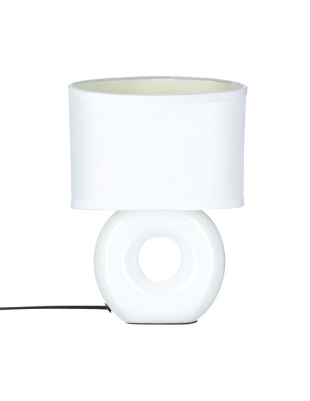 121511d-lampe rond ceramique "baru" blanc h.25
