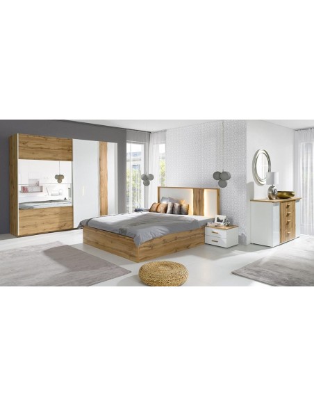 wood 31 - lit  wood 160*200 cm blanc/ dab wotan 31-b