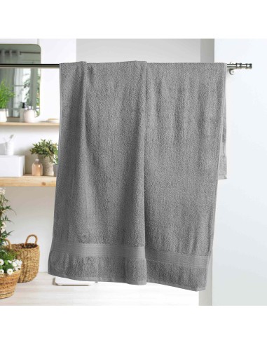 drap de bain 90 x 150 cm eponge unie colors gris
