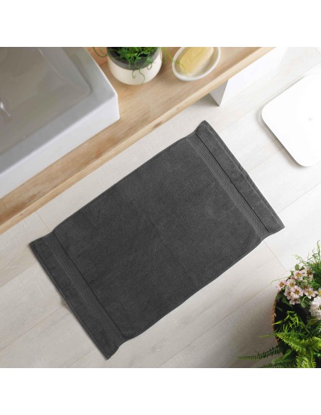 tapis de bain 50 x 85 cm eponge unie colors anthracite