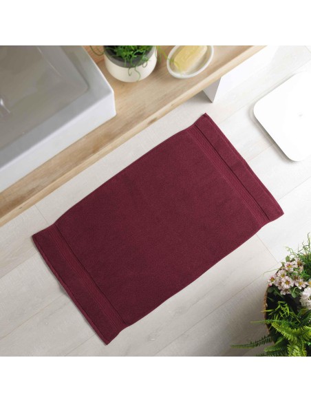 tapis de bain 50 x 85 cm eponge unie colors bourgogne