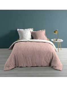 1643530-parure 3 p. 260 x 240 cm imp. metallise 57 fils allover domea rose/or