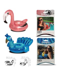 34104-porte-verre gonflable paon/flamant