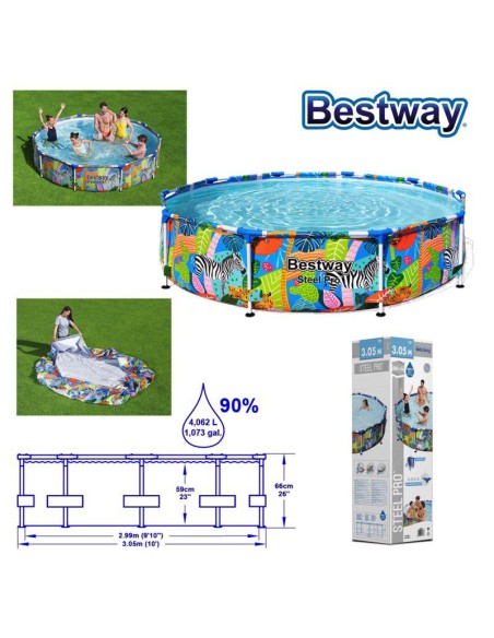 56985-piscine gonflable animaux diam 305 x h 66 cm