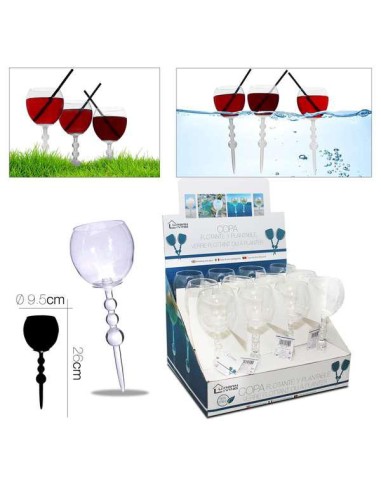 16052 - verre é vin en plastique a planter ou flottant diam 9.5 x h 26 cm