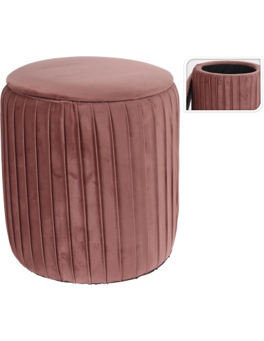 mc5800110-tabouret bois /feutre plis rose - 3