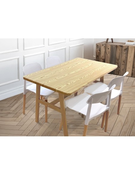 ensemble 4 chaises iris + 1 table traviny 120 cm bois de hétre couleur naturelle