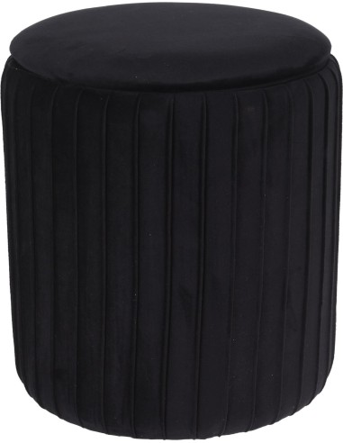 mc5800140-tabouret velvet 39cm black plis