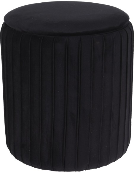 mc5800140-tabouret velvet 39cm black plis