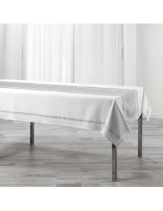 1730898-nappe rectangle 140 x 240 cm coton uni+fils metallises elegancia argent