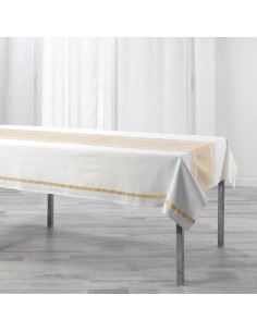 1730897-nappe rectangle 140 x 240 cm coton uni+fils metallises elegancia or