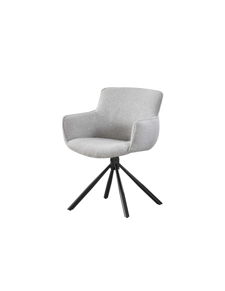 fauteuil millicent gris pieds noir-