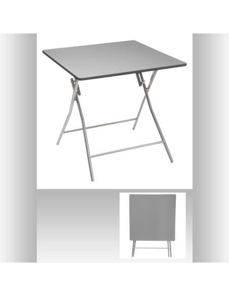 164657b - table pli 4p 80x80cm gris