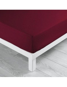 1643374 - drap housse 1 personne 90 x 190 cm uni 57 fils lina bourgogne