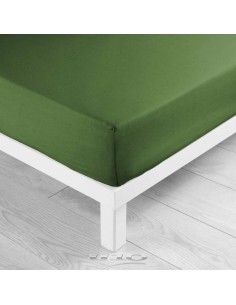1642643-drap housse 2 personnes 140 x 190 cm uni 57 fils lina vert sapin
