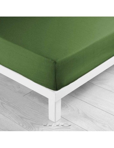 drap housse 2 personnes 180 x 200 cm uni 57 fils lina vert sapin