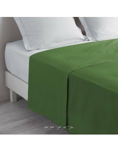 drap plat 2 personnes 240 x 300 cm uni 57 fils lina vert sapin +point bourdon