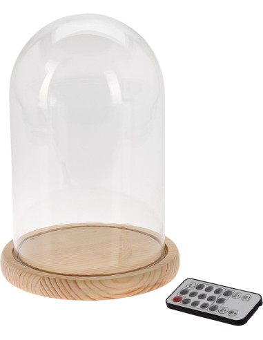 aae328370-cloche deco 24cm avec led blanc chaud