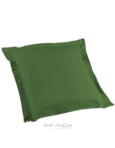 1642619-taie d'oreiller volant plat 63x63 cm uni 57 fils lina vert sapin +point