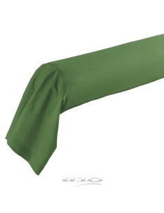 taie de traversin 85 x 185 cm uni 57 fils lina vert sapin +point bourdon