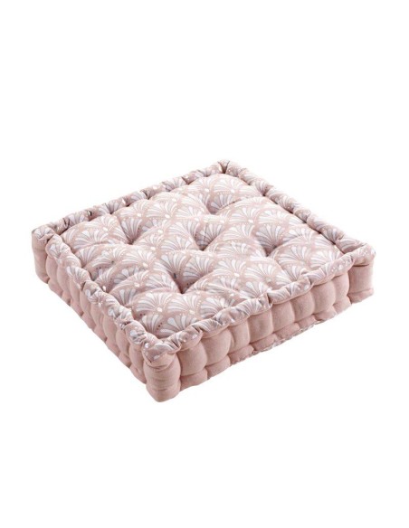 coussin de sol 45 x 45 x 10 cm coton imprime metallise artchic rose