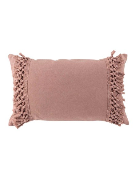 1609292-coussin dehous. compr. franges 30 x 50 cm coton salma rose